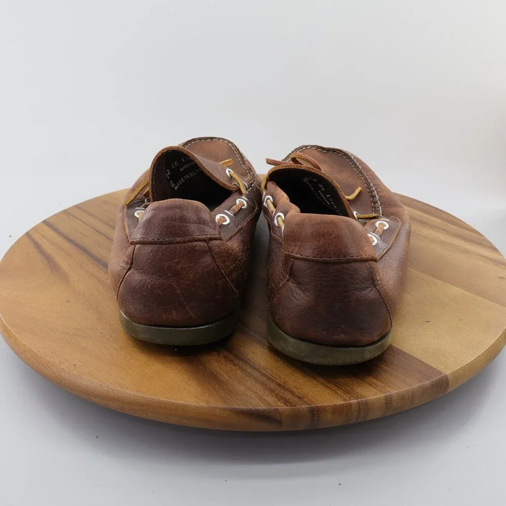 L.L. Bean Men's US 12 Brown Leather Handsewn Boat Shoes Casual Moc Loafers